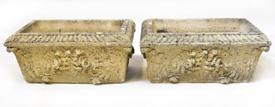 Lot 118 - A pair of composite stone planters, 30 x 64 x...