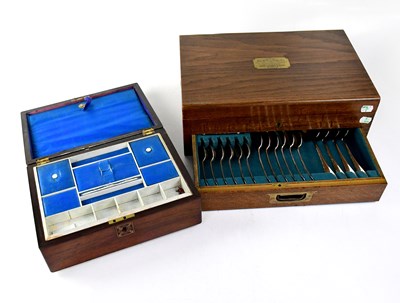 Lot 146 - A Victorian rosewood sewing box with fitted...