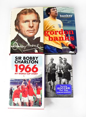 Lot 387 - BOBBY CHARLTON; four signed books, comprising...