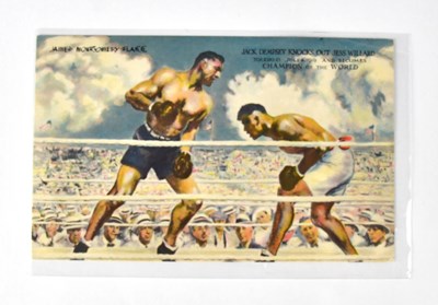 Lot 418 - JACK DEMPSEY; a colour postcard of Dempsey...