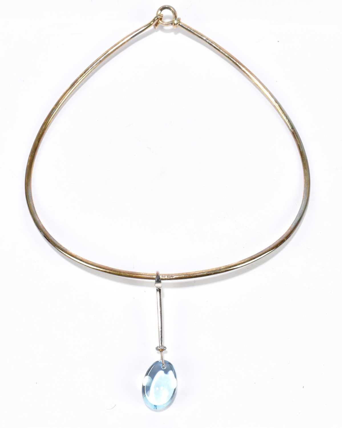 Lot 1322 - GEORG JENSEN; a 'Dew Drop' necklace ring,...