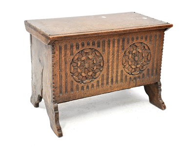 Lot 50 - An oak coffer of small proportions, the front...