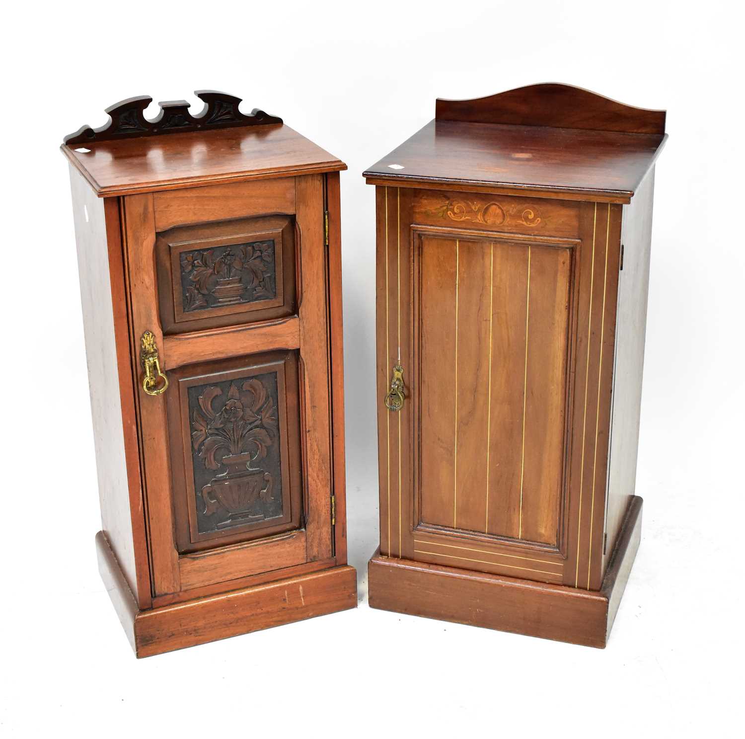 Lot 55 - Two Edwardian mahogany bedside/pot cupboards,...