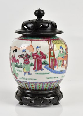 Lot 1081 - A Chinese Famille Rose ginger jar with...