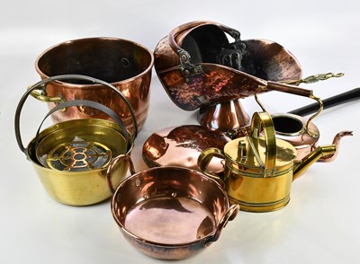 Lot 1346 - A collection of metalware including copper...