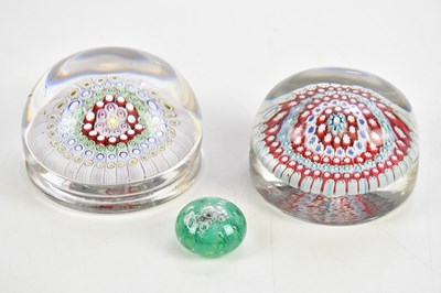 Lot 596 - Two millefiori paperweights and a smaller...