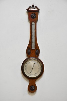 Lot 356 - A mahogany aneroid barometer with silvered...