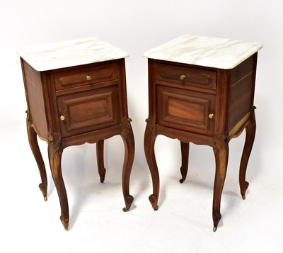 Lot 85 - A pair of 19th century French marble-topped...