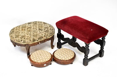 Lot 46 - Four various footstools, to include a...