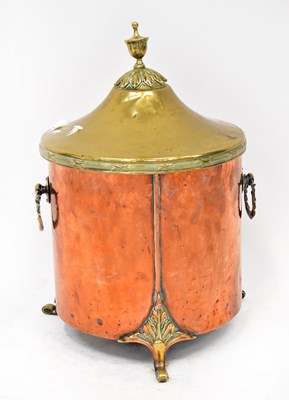 Lot 47 - A Victorian copper coal scuttle with brass...