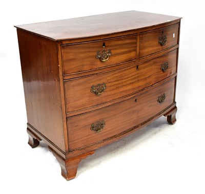 Lot 48 - A George III mahogany bow-fronted chest of two...