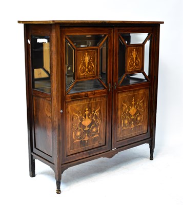 Lot 89 - An Edwardian inlaid rosewood display cabinet,...