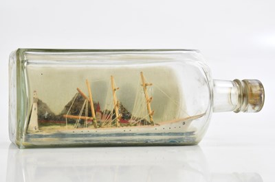 Lot 1288 - A prisoner of war ship in bottle, with paper...