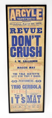 Lot 694 - An early 20th century theatre poster for the...