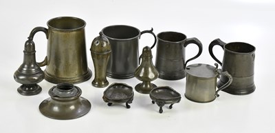 Lot 1351 - A small quantity of pewter items including...