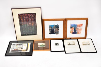 Lot 630 - Eight various framed drawings painting and...