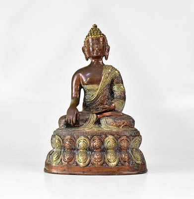 Lot 530 - A Thai bronze Buddha figure, modelled in lotus...