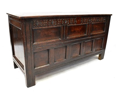 Lot 64 - A 19th century oak coffer with hinged lid...