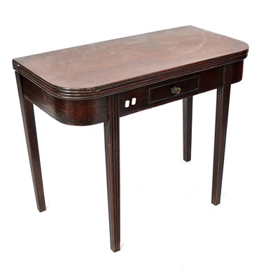 Lot 24 - A Victorian mahogany D-end fold-over tea table...