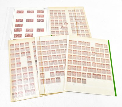 Lot 784 - GB; a collection of QV 1d reds on four large stock cards and in envelopes.