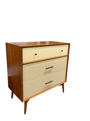 Lot 71 - WEST ELM; a mid century white painted chest of...