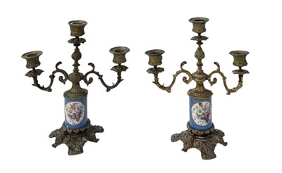 Lot 118 - A pair of French ormolu and hand painted...