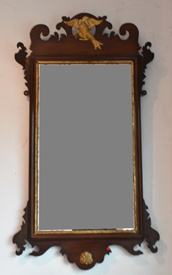 Lot 32 - A 19th century fret carved wall mirror, with...