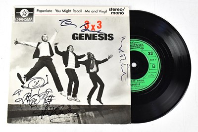 Lot 215 - GENESIS; a 45rpm single '3 x 3', signed to...