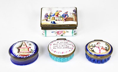 Lot 544 - Four enamelled trinket pots, comprising a...