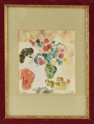 Lot 250 - MARC CHAGALL; print, still life of flowers and...