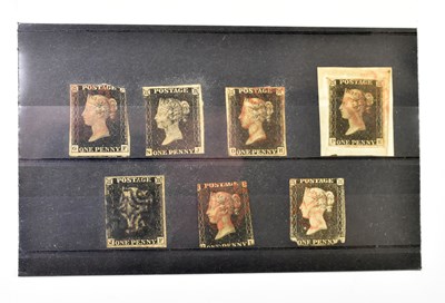 Lot 805 - GB; six QV used 1d blacks in mixed condition.