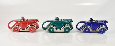 Lot 72 - SADLER; three racing car teapots, each in...