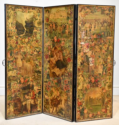 Lot 1225 - A good Victorian découpage three division...