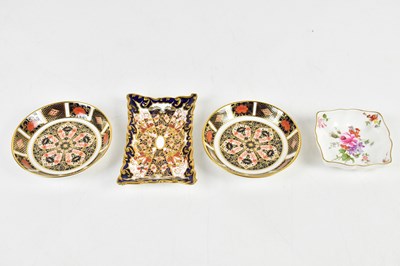 Lot 578 - ROYAL CROWN DERBY; two boxed circular pin...