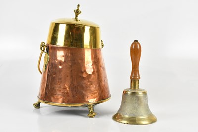 Lot 1347 - A brass and copper log bin of conical form and...