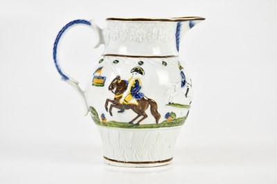 Lot 541 - A 19th century pearlware jug, relief decorated...