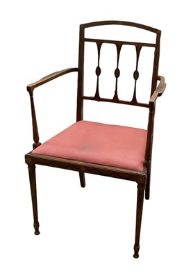 Lot 44 - A Sheraton Revival hand painted elbow chair.