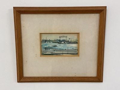 Lot 482 - E J L TROWELL; watercolour, 'Rotterdam Docks',...