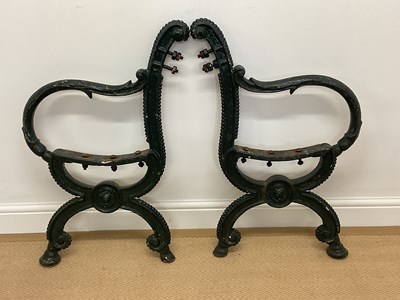 Lot 744 - A pair of 19th century cast iron bench ends,...