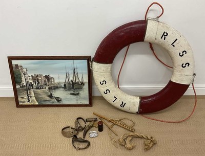 Lot 46 - A large cork R.L.S.S lifebelt, diameter 74 cm,...