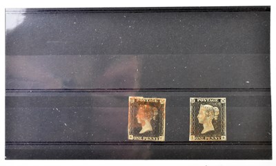 Lot 823 - GB - Two QV used 1d blacks in mixed condition