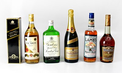 Lot 868 - Five bottles of spirits comprising Johnnie...