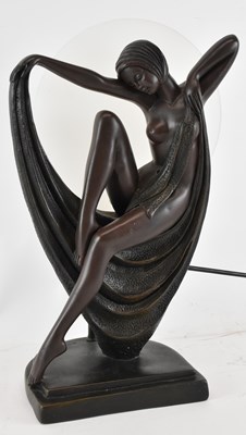 Lot 109 - An Art Deco style bronzed resin figural table...