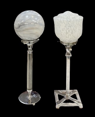 Lot 107 - An Art Deco glass and chrome table lamp, with...