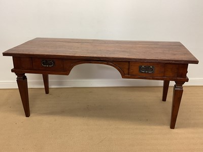 Lot 775 - A contemporary stained wood desk/table with...