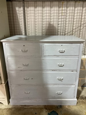 Lot 835 - A painted mahogany chest of two short over...