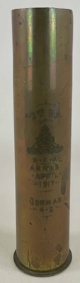 Lot 101 - A WWI German 4.2 inch Artillery shell case,...