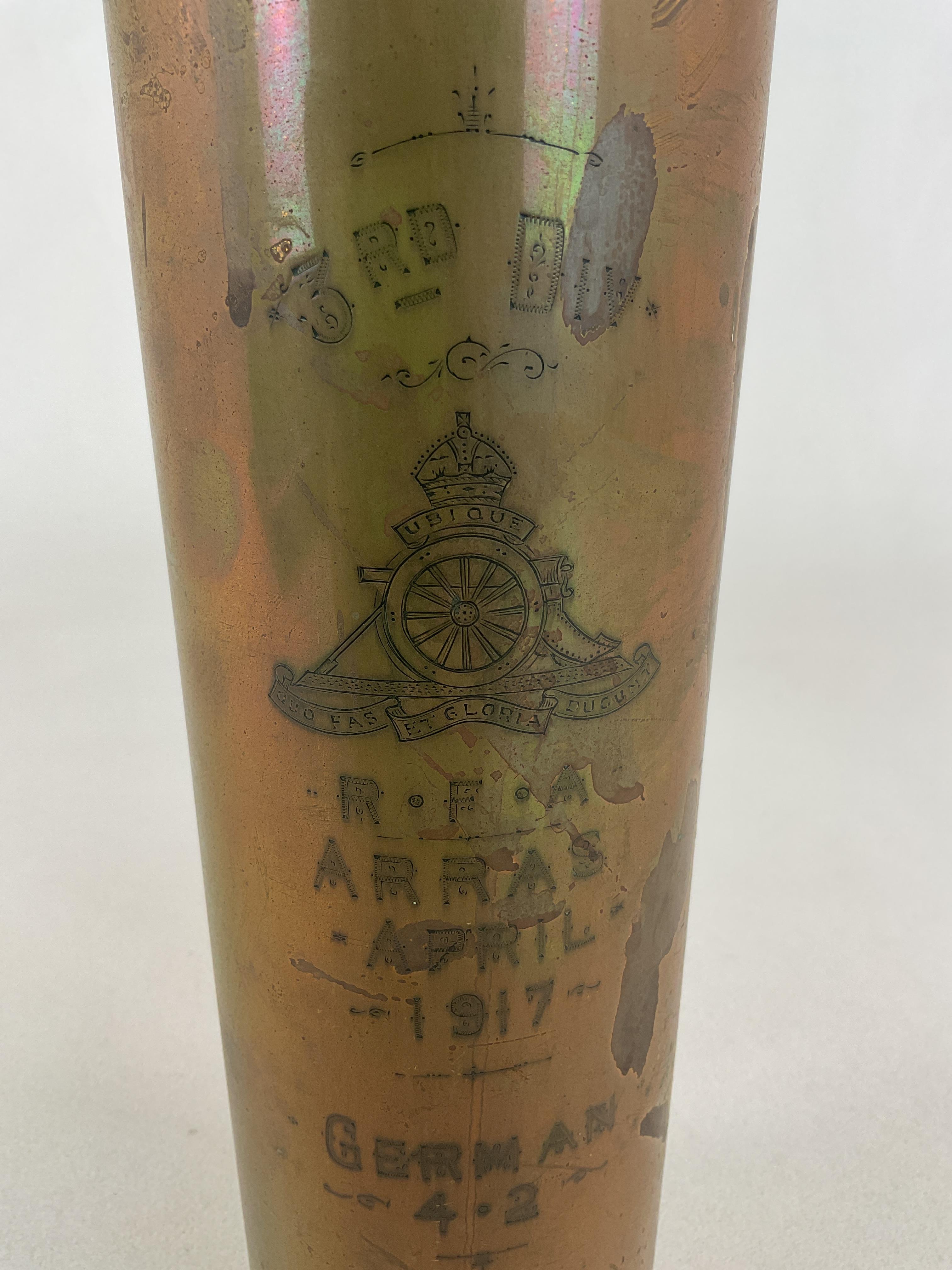 Lot 101 - A WWI German 4.2 inch Artillery shell case,