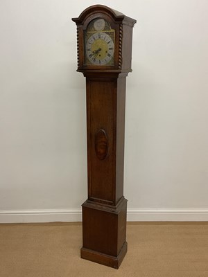 Lot 708 - An oak longcase clock with brass dial, height...