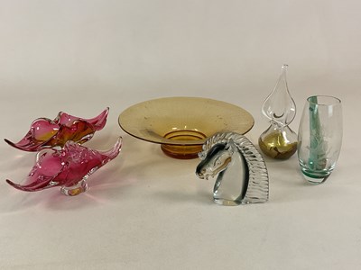 Lot 354 - Six pieces of art glass, comprising two Czech...